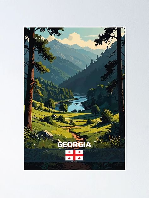 "Georgia Travel " Poster for Sale by Thistle-TShop | Redbubble Georgia Poster, Georgia Stickers, Vintage Travel Posters Scotland, Georgia Travel, Sale Poster, Travel Posters, Georgia, Wonder, Travel