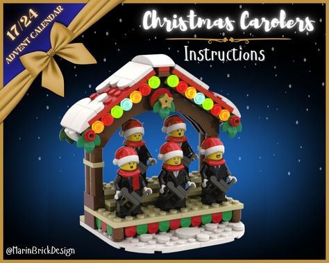 Christmas Legos Ideas, Lego Christmas Instructions, Lego Christmas Mini Builds, Lego Winter Ideas, Lego Winter Village Instructions, Lego Food Stand, Lego Christmas Village Diy, Winter Lego Ideas, Christmas Lego Village