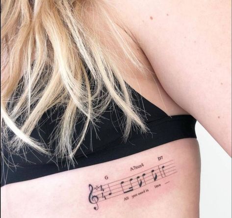 Small Tattoos On Back, Words Quotes Tattoo, Shoulder Quotes, Words Tattoo Ideas, Music Staff Tattoo, Quotes Tattoo Ideas, Piano Tattoo, Small Words Tattoo, Tattoo Meaningful