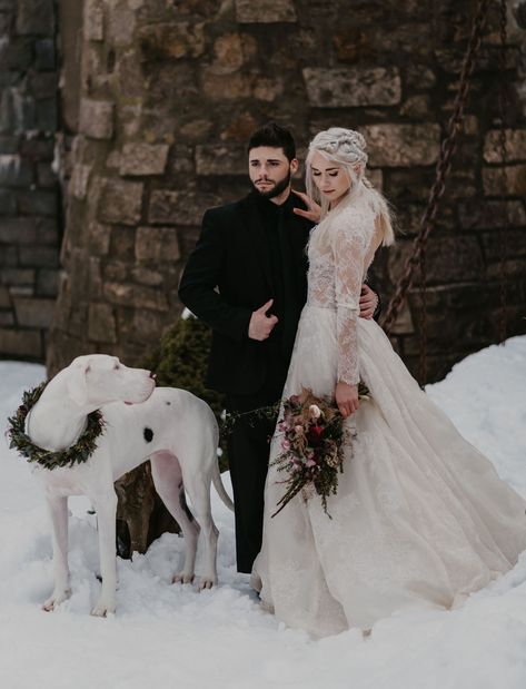 A Marriage of Ice and Fire: The Game of Thrones-Inspired Wedding You've Got to See to Believe - Green Wedding Shoes Game Of Thrones Wedding, Viking Wedding, Medieval Wedding, Wedding Dress Outfit, Weddings By Color, Fantasy Wedding, Winter Wedding Dress, Green Wedding Shoes, Bridesmaid Gown