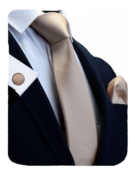 PRICES MAY VARY. Condition: Classic and High Quality Formal Tie Size: 59x3.15x1.4 inches (150x8x3.5 cm) , Material: silk blend,microfiber , Package Include: Tie,Handkerchief,Cufflinks.( Due to manual measurement, there may be 1-2 cm error of the physical. As different screens display colors differently, the color of the acttual item may vary slightly from the above images. NICE DESIGN: the tie with single color style and fashion element design will make you stand out in every situation. BEST ACC Navy Blue Wedding Theme, Champagne Tie, Wedding Groomsmen Attire, Formal Tie, Black Suit Men, Groomsmen Ties, Champagne Bridesmaid Dresses, Element Design, Blue Themed Wedding