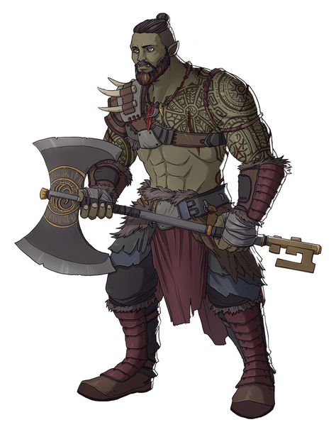 Orc Tribe, Ernesto Irawan, Half Orc Barbarian, Half Orc, Pathfinder Character, The Tribe, Dnd Art, Fantasy Rpg, Art Instagram