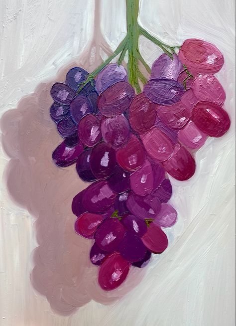 Grapes Oil Pastels, Grapes Acrylic Painting, Thumb Painting, Grape Drawing, Analogous Color, Grape Oil, Grape Painting, Grape Plant, Analogous Color Scheme