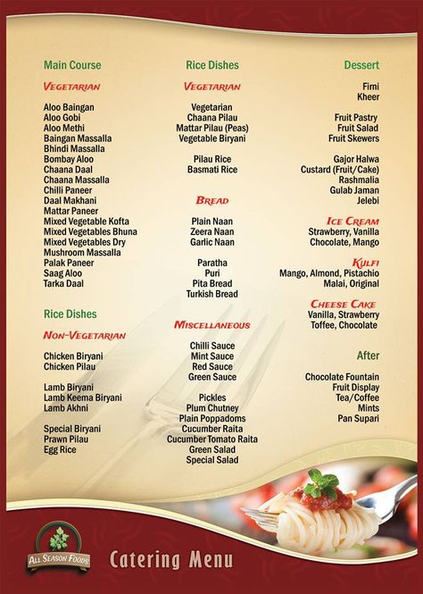 Menu List Design Food, Indian Wedding Food Menu List, Food Ideas Vegetarian, Indian Outdoor Wedding Decor, Indian Wedding Food, Indian Food Menu, Wedding Catering Menu, Wedding Menu Ideas, Wedding Food Ideas