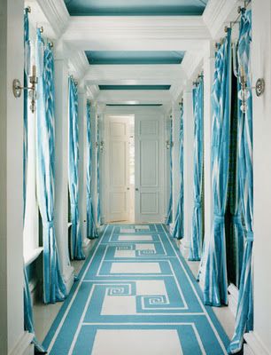 fresh blue Island Beach House, Florida Beach House, House Of Turquoise, Blue Curtains, White Rooms, The Ceiling, Colorful Curtains, Interior Design Firms, Design Firms