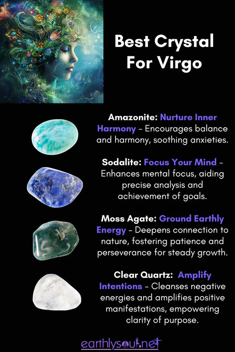 Four powerful crystals to enhance Virgo's energy and focus Crystals For Virgo Zodiac Signs, Herbs Of Virgo, Herbs For Virgo, Crystals For Virgo, Virgo Crystals, Virgo Sun Sign, Virgo Gemstone, Witchy Astrology, September Virgo