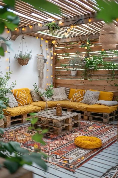 Small Outside Space Ideas, Artsy Garden Ideas, Cheap Outdoor Deck Ideas, Small Garden Spaces Outdoor Areas, Small Patio Garden Ideas Townhouse, Rental Outdoor Decorating, House Around Courtyard, Creative Outdoor Furniture, Small Outdoor Spaces Patio