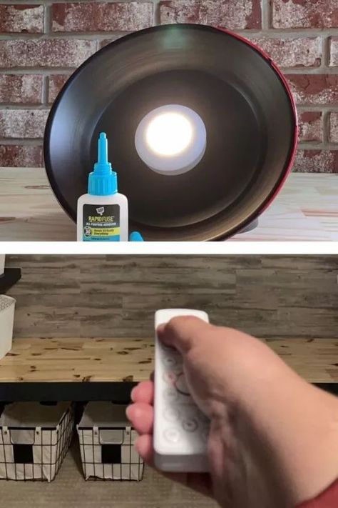 Wireless Pendant Light, Lighting Hacks Diy, Canned Lighting, Aging Terra Cotta Pots, Lighting Hacks, Diy Pendant Light, Simple Lamp, Salon Suites, Wood Ladder