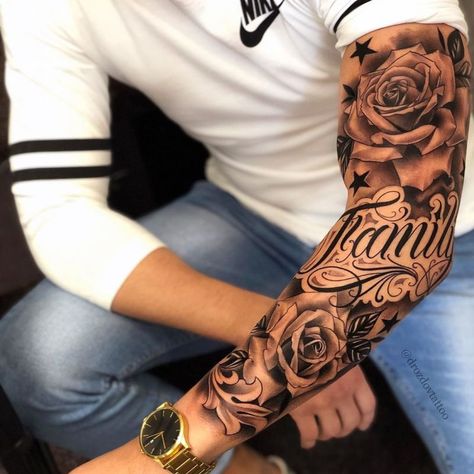 Family Sleeve Tattoo, Mangas Tattoo, Cool Half Sleeve Tattoos, Rose Tattoo Sleeve, Polynesian Tattoos, Men Tattoos Arm Sleeve, Forearm Sleeve Tattoos, Family Tattoo, Cool Forearm Tattoos