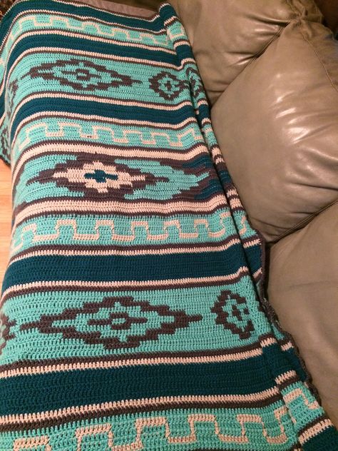 Aztec/ Navajo crochet blanket I made for Auntie Dianne Cowhide Crochet Blanket, Western Afghan Crochet Blankets, Native Crochet Blanket, Crochet Western Blanket Pattern, Aztec Crochet Blanket Pattern Free, Native American Crochet Blanket, Southwest Afghan Crochet Pattern, Western Crochet Blanket Pattern, Crochet Southwestern Blanket