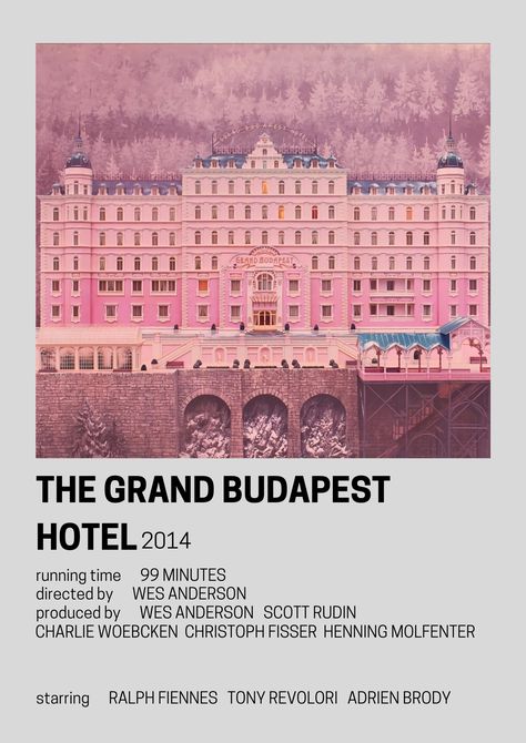 I made this grand budapest hotel minimalist movie poster Hotel Polaroid, Budapest Hotel Aesthetic, Grand Budapest Hotel Aesthetic, Budapest Hotel Poster, Grand Budapest Hotel Poster, Hotel Poster, Hotel Aesthetic, The Grand Budapest Hotel, Movie Card