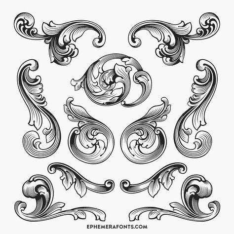 Baroque Tattoo, Engraving Designs, Scroll Engraving, Heraldry Design, Filigree Tattoo, Cross Tattoos For Women, Baroque Decor, Engraving Ideas, Engraved Ornaments