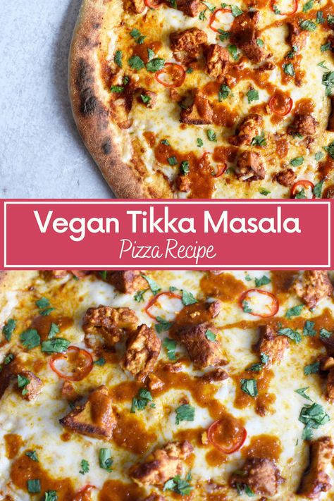 Tikka Masala Pizza, Vegan Mozzarella Cheese, Vegan Tikka Masala, Tikka Masala Sauce, Smoked Tofu, Vegan Pizza Recipe, Vegan Mozzarella, Pizza Ovens, Kitchen Oven