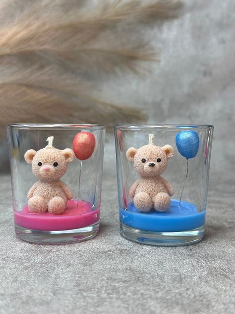 Unscented Teddy Bear and Heart or Balloon Candle Shape, Eco Wax Baby Shower Gift, Cute Birthday Present, Baptism/bachelorette - Etsy Poland Teddy Bear Candle, Candles Homemade, Handmade Candles Diy, Teddy Bear With Heart, Fluffy Teddy Bear, Diy Teddy Bear, Diy Candles Homemade, Baby Shower Candles, Bear Candle