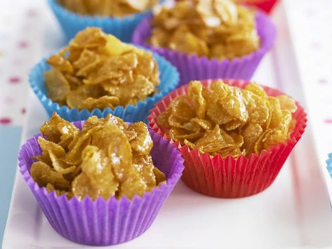 Honey joys | Women's Weekly Food Honey Joys Recipe, Honey Cornflakes, Honey Joys, Cornflake Recipes, Best Nacho Recipe, Honey Snacks, Cornflake Cookies, Chocolate Crackles, Caramel Slice