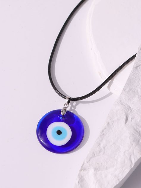 Blue Fashionable Collar  Glass   Embellished   Fashion Jewelry Sza Concert, Prom Posters, Embellished Fashion, Shri Ram, Round Pendant Necklace, Blue Evil Eye, Glass Pendant Necklace, Watches Women Fashion, Evil Eye Necklace