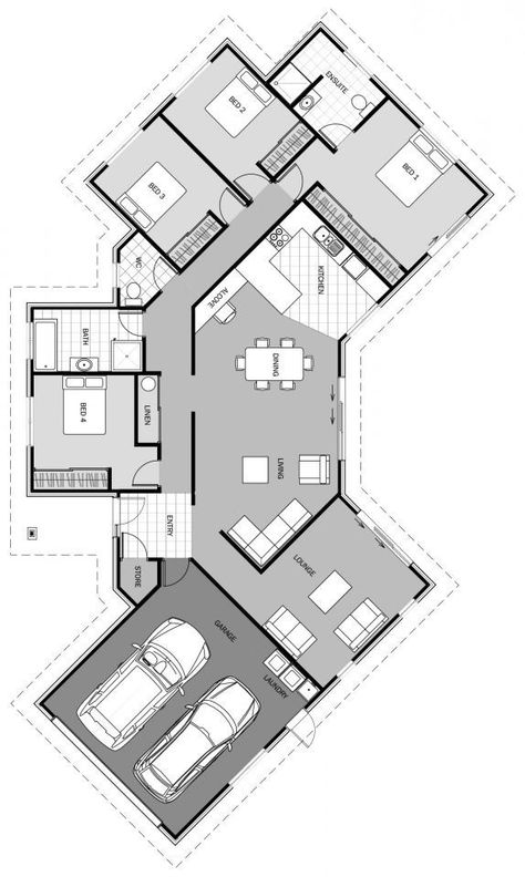 Separate Shower And Bath, U Shaped House Plans, U Shaped Houses, Shower And Bath, Halo 2, Courtyard House Plans, Frame Cabin, Home Design Floor Plans, House Construction Plan