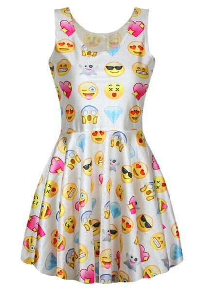 Emojis dress, perfect for your Emojis party theme! Emoji Board, Emoji Clothes, Vetements Shoes, Ugly Dresses, Pleated Skater Dress, White Skater Dresses, Emoji Party, Cute Emoji, Multicolor Dress