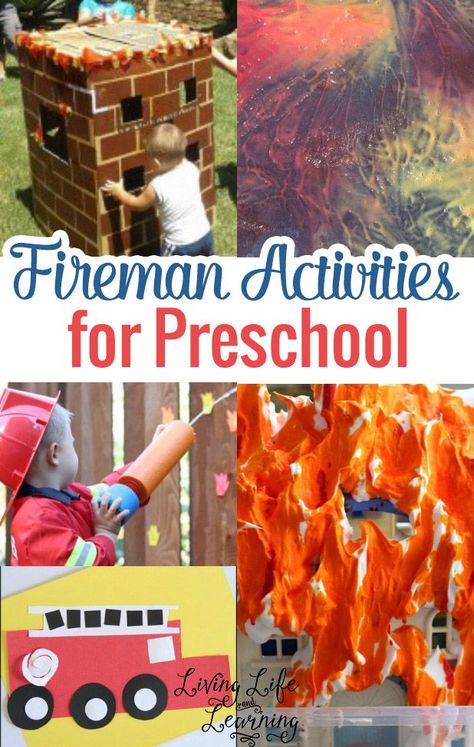 Fun Fireman activities for preschool, list of cool fireman kids activities your fire fighter will love. Fireman Preschool, Fireman Activities, Fire Fighters Preschool, Firefighter Activities, Fire Safety Preschool Crafts, Fireman Crafts, Fire Safety Theme, Fire Safety Activities, Fire Safety Preschool