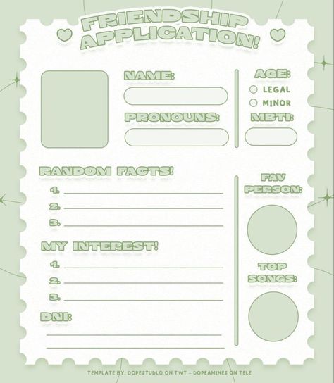 Fill Out Sheet, Oc Fill Out Sheet, Friendship Application, Template Tiket, Friend Application, Slam Book, Twitter Template, About Me Template, Character Sheet Template