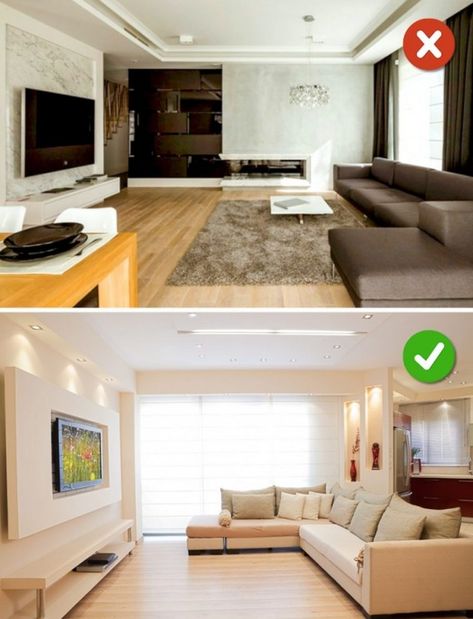 15 Living Room Design Mistakes and Solutions on How to Fix Them Living Room Design Diy, Rectangular Living Rooms, Living Room Furniture Arrangement, Living Room Color Schemes, Room Remodel, Room Color Schemes, Homescreen Layout, Living Room Remodel, Living Room Design