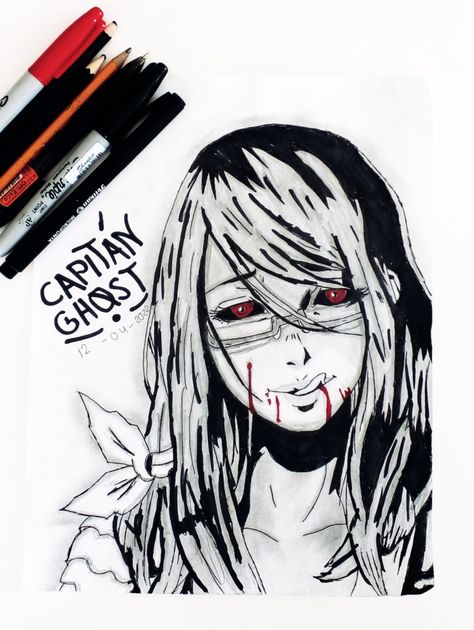 Tokyo Ghoul (Rize Kamishiro) Tokyo Ghoul Rize, Rize Kamishiro, Avatar Tattoo, Tokyo Ghoul, Painting & Drawing, Avatar, Tokyo, Geek Stuff, Drawings