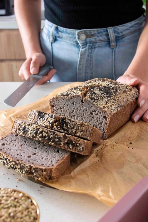 Buckwheat Bread (1 Ingredient, Gluten Free) | plantbaes Buckwheat And Oat Flour Bread, Buck Wheat Flour Recipes, Buckwheat Bread Gluten Free, Buckwheat Rolls, Buckwheat Sourdough Bread, Buckwheat Flour Bread, Gluten Free Buckwheat Bread, Healthy Bread Alternatives, Buckwheat Flour Recipes