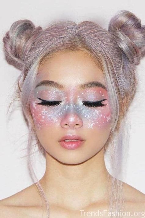 leesh ✨ on Twitter: "FINE LINE ALBUM AS MAKEUP LOOKS: a thread by me 💖💙 (makeup by @HiatusThey & @CallMeAskey) https://t.co/fqYSP3LKJ0" / Twitter Fairy Fantasy Makeup, Unicorn Makeup Halloween, Fairy Make-up, Halloween Makeup For Kids, Make Up Diy, Fantasy Make-up, Halloween Make-up Looks, Halloweenský Makeup, Makeup Cantik