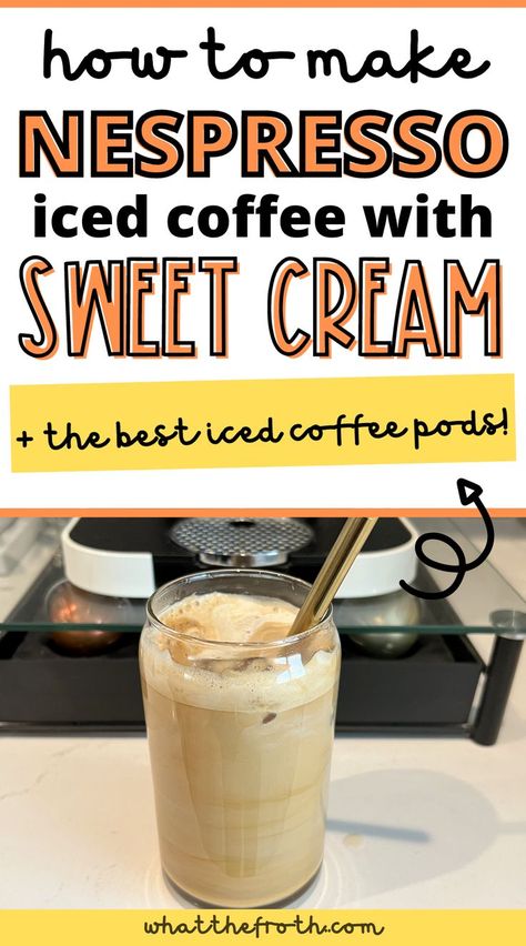 Nespresso Iced Coffee, Starbucks Vanilla Sweet Cream, Vanilla Sweet Cream Cold Brew, Sweet Cream Cold Brew, Espresso Drink Recipes, Beautiful Drink, Vanilla Sweet Cream, Homemade Coffee Drinks, Nespresso Recipes