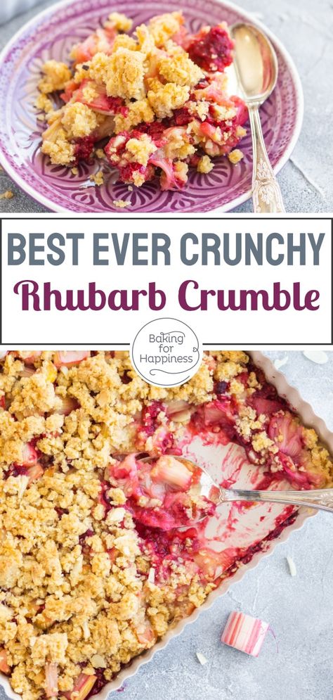 Deliciously sweet, tart, fruity & crunchy: this crumble with rhubarb and oats results in pure spring fever! Healthy Rhubarb Crumble, Oat Crumble Recipe, Best Rhubarb Crisp, Rubarb Crumble, Autumn Bakes, Rhubarb Crumble Recipe, Rhubarb Crunch, Crumble Recipes, Rhubarb Dessert