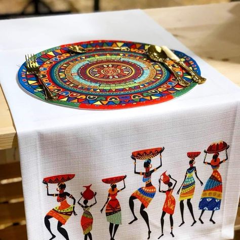 Idea: Монгол хэв загвар African Table, Fabric Paint Shirt, Saree Painting Designs, Fabric Paint Diy, Saree Painting, Fabric Painting Techniques, Fabric Painting On Clothes, African Paintings, Embroidery Wall Art