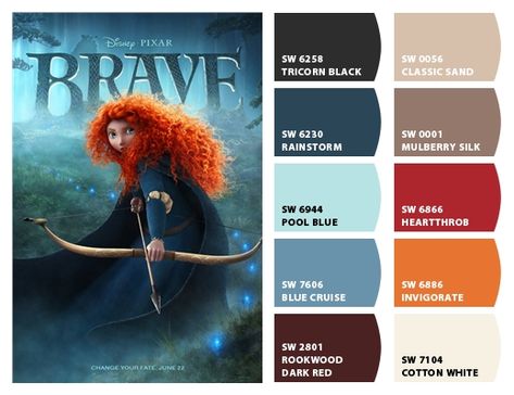 #Disney Brave colors Rebelle Disney, What Colors Represent, Brave Movie, Be Brave Tattoo, Disney Princess Colors, Disney Brave, Merida Brave, Disney Colors, Color Picker