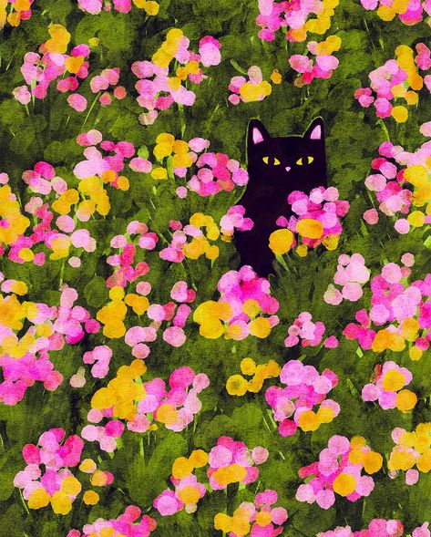 Trying something a little different today with the loose painting flowers 🌸💛 inspired by my cat, flower prince Jon Jon 🐈‍⬛ . . For #springseasonchallenge Flower Meadow and Cats prompt 🌸 hosted by: @carriecantwellart @prettyprismatic @jessica.rbeck mi.huwa @anetteheiberg . . #catillustration #cutecats #catloversclub #catart #artchallenge #illustrationartists #catoftheday #cuteanimals #catsandflowers #cutecatart #blackcats #springvibes Loose Painting, Black Cat Painting, Engraving Printing, Flower Meadow, Jon Jon, Black Cat Art, Painting Flowers, Cute Patterns Wallpaper, Cat Painting