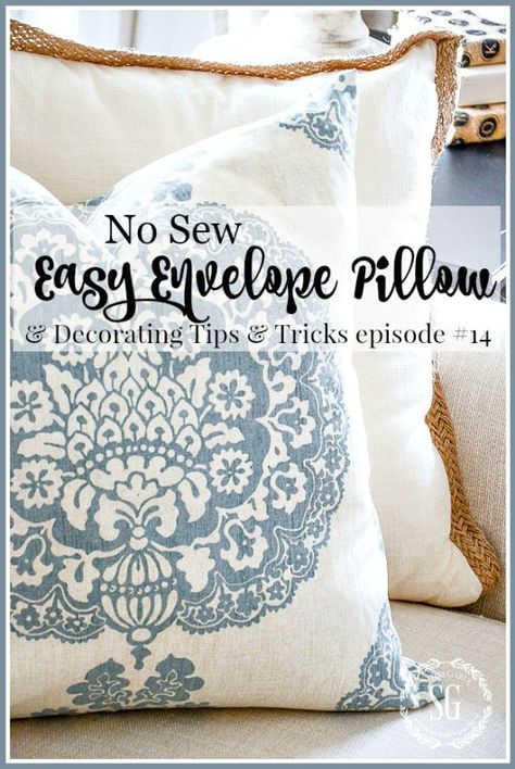 Easy No Sew Pillow Covers, Easy Envelope, Sew Pillow, No Sew Pillow Covers, Diy Throw Pillows, Envelope Pillow, Easy Pillows, Creative Pillows, Diy Pillow Covers