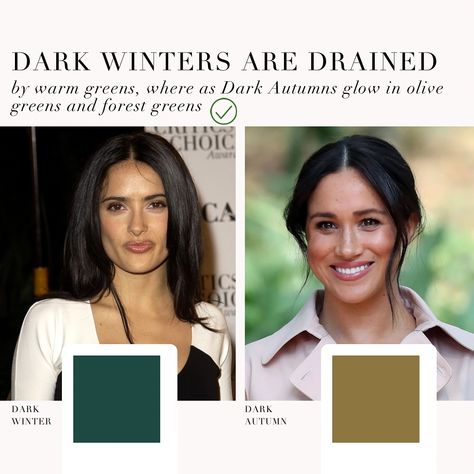 Dark Winter VS Dark Autumn comparison as requested 🖤 . #coloranalysis #colouranalysis #coloranalyst #darkwinter #darkautumn #winterpalette #autumnpalette Deep Autumn Vs Deep Winter, Dark Autumn Vs Dark Winter, Dark Winter Neutrals, Deep Winter Vs Deep Autumn, Dark Winter Color Palette Hair, Dark Winter Color Palette Outfits, Dark Winter Outfits, Dark Autumn Color Palette, Sultry Winter