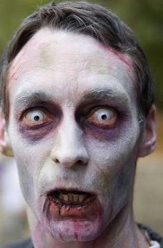 easy zombie makeup - Google Search Easy Zombie Makeup, Zombie Makeup Halloween, Zombie Face Makeup, Male Zombie, Zombie Face Paint, Hd Make Up, Zombie Halloween Makeup, Zombie Man, Recipes Halloween