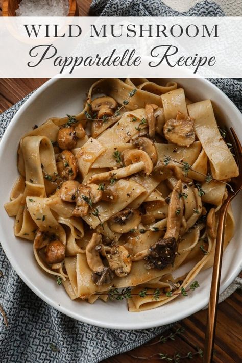 Caramelized Wild Mushroom Pappardelle pasta recipe Caramelized Wild Mushroom Pappardelle Pasta, Mushroom And Pasta Recipes Healthy, Pappardelle Recipes Vegetarian, Wild Mushroom Pasta, White Bolognese, Mushroom Pappardelle, Pappardelle Pasta Recipe, Pappardelle Recipe, Delish Dinners