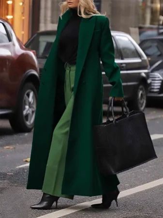 Overcoat Outfit Women, Overcoat Outfit, Green Board, Double Breasted Overcoat, Types Of Coats, Long Sleeve Outerwear, Estilo Chic, Wool Peacoat, Graduation Outfit