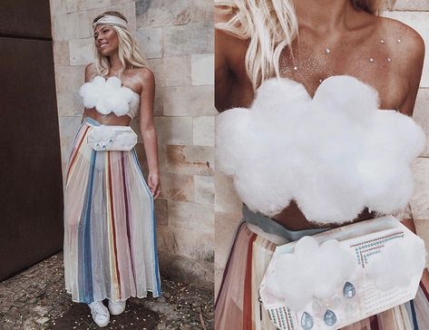 Diy Karneval, Cloud Costume, Diy Group Halloween Costumes, Rainbow Costumes, Bff Halloween Costumes, Best Friend Halloween Costumes, Halloween Coustumes, Halloween Costumes College Girls, Diy Kostüm