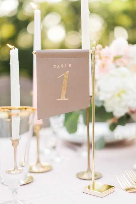 Creative Table Number & Place Card Ideas For Every Wedding Style Tall Table Numbers, Unique Table Numbers Wedding, Place Card Ideas, Unique Table Numbers, Wedding Table Number Holders, Table Number Stands, Diy Table Numbers, Gold Table Numbers, Creative Table