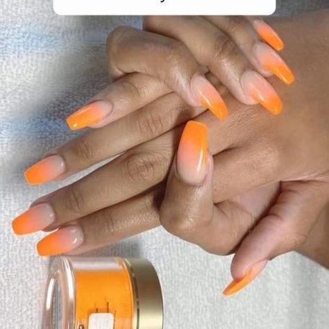 Polished Nails on Instagram: "Ombre by orange and pink" Peach Ombre Nails, Orange Nail Art Designs, Orange Nail Art, Faded Nails, Polished Nails, Orange Nail, Art Designs Ideas, Ombre Nail Designs, Almond Nails Designs