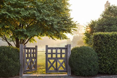 Peter Pennoyer, Farm Inspiration, Farm Fence, Lavender Farm, Guest Cottage, Iron Gates, Fence Gate, Garden Gate, Fence Design