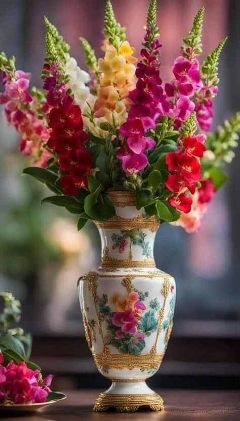 Snapdragons Flowers, Snapdragon Flowers, Flower Vase Arrangements, Flower Arrangements Simple, Fresh Flowers Arrangements, Vase Arrangements, Beautiful Rose Flowers, Flower Tea, Beautiful Flowers Pictures