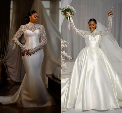 Modern African Mermaid Wedding Dresses with Detachable Train Puffy Skirt High Neck Royal Bridal Gowns Vestido De Novia - AliExpress 320 Wedding Gowns Mermaid Lace, Ruffle Bridal Gown, African Mermaid, Detachable Train Wedding Dress, Engagement Events, Puffy Skirt, Detachable Train, Mermaid Wedding Dresses, Long Sleeve Wedding Dress Lace