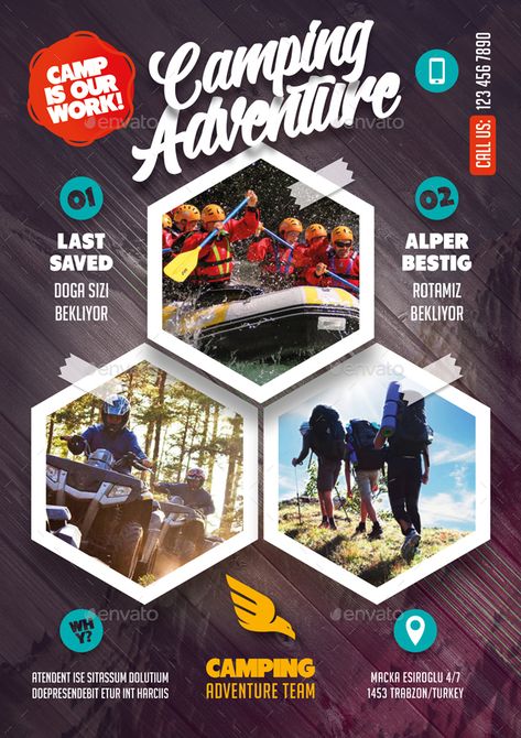 Camping Adventure Flyer Bundle Templates Preview - GraphicRiver Rollup Design, Travel Brochure Design, Poster Design Layout, Flyer Design Layout, Travel Poster Design, Desain Editorial, Graphic Design Flyer, Flyer Design Inspiration, Event Poster Design