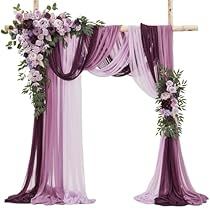 Purple Wedding Decor Ideas, Purple And Pink Wedding Theme, Lavender Foam, Purple Sunflower Wedding, Arch Drapery, Pink And Purple Wedding, Ceremony Arbor, Arch Arrangement, Wedding Arch Draping