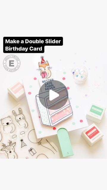 Slider Birthday Cards, Double Slider Card, Slider Cards, Cake Day, Cute Birthday Cards, Party Animals, Birthday Cards Diy, Card Making Inspiration, Snail Mail