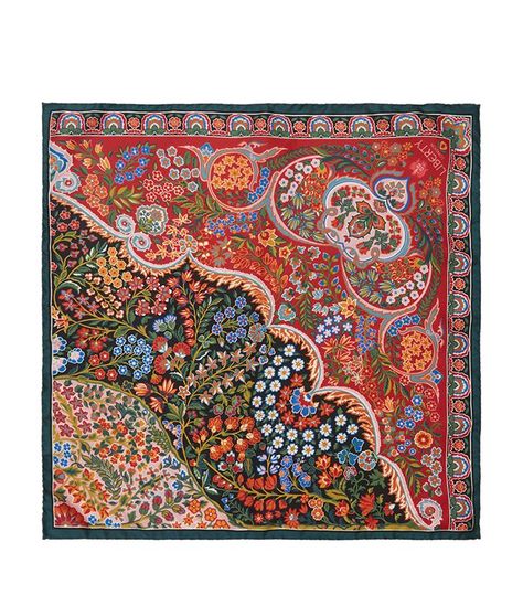 Liberty of London Tanjore Gardens Silk Twill Scarf Liberty Scarf, Simple Swimsuit, Pattern Scarf Silk, Look Expensive, Silk Twill Scarf, Bohemian Bags, Velvet Collection, Winter Print, Geometric Art Prints