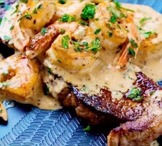 Steak With Shrimp, Creamy Cajun Shrimp Sauce, Cajun Shrimp Sauce, Surf And Turf Recipes, Surf N Turf Recipes, Pizza Grilled Cheese Recipes, Lobster Cream Sauce, Creamy Cajun Shrimp, Chicken Parmesan Recipe Easy