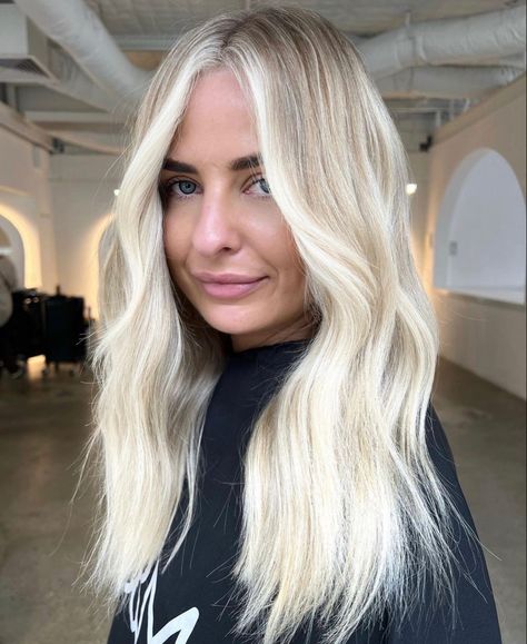 Blonde Highlights With Root Tap, Blonde Root Shadow, Bright Creamy Blonde, Scandinavian Hairline Blonde, Cool Toned Blonde Hair, Shadow Roots Hair, Blond Hairs, Bright Blonde Hair, Drippy Fits